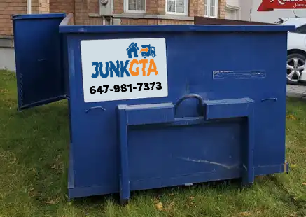 Dumpster bin delivered safely to a driveway in Simcoe County by JunkGTA